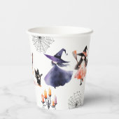 かわいい魔女ハロウィーンの衣装の誕生日パーティー 紙コップ (裏面)