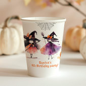 かわいい魔女ハロウィーンの衣装の誕生日パーティー 紙コップ