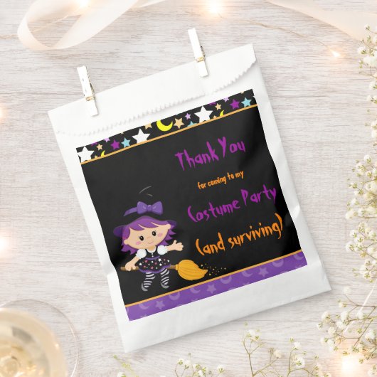 かわいい魔女ハロウィーンの衣装パーティー フェイバーバッグ (クリップ留めされた状態)