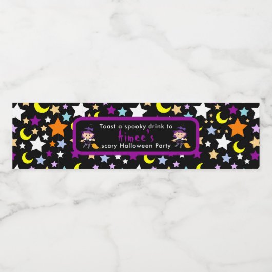 かわいい魔女ハロウィーンの衣装パーティー ペットボトルラベル (シングルラベル)