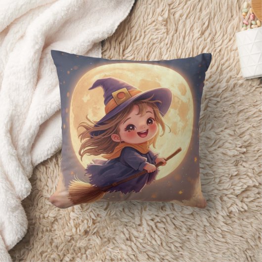 かわいい魔女ハロウィーン枕 – デコ不気味ール クッション (ブランケット)