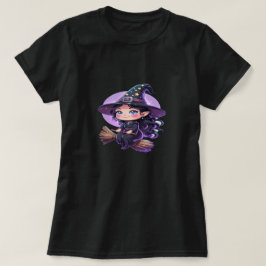 かわいい魔女ハロウィーンTシャツ – チビ(小さくかわいく書いた感じ)スタイル漫画 Tシャツ