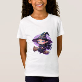 かわいい魔女ハロウィーンTシャツ – チビ(小さくかわいく書いた感じ)スタイル漫画 Tシャツ