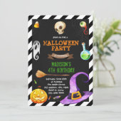 かわいい魔女ハローウィンパーティ招待 招待状 (スタンド正面)
