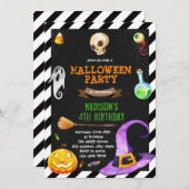 かわいい魔女ハローウィンパーティ招待 招待状 (正面/裏面)