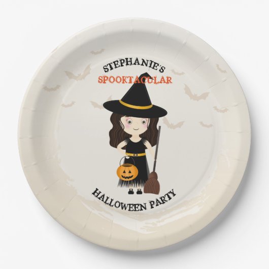 かわいい魔女ハローウィンパーティ ペーパープレート (正面)
