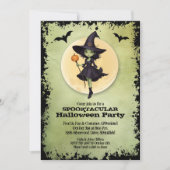 かわいい魔女ハローウィンパーティ 招待状 (正面)
