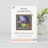 かわいい魔女バーチャルコスチュームパーティー誕生日 招待状 (スタンド正面)