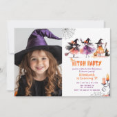 かわいい魔女パーティーハロウィーン衣装パーティー写真 招待状 (正面)