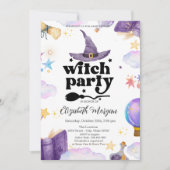 かわいい魔女パーティー赤ちゃんシャワー 招待状 (正面)