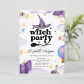 かわいい魔女パーティー赤ちゃんシャワー 招待状 (スタンド正面)