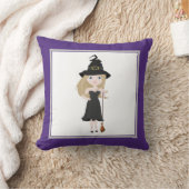 かわいい魔女パープル クッション (ブランケット)