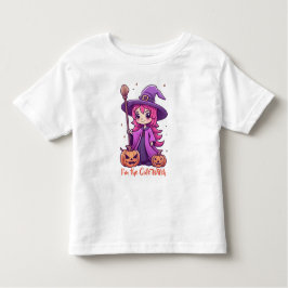 かわいい魔女ピンクのハロウィンガール トドラーTシャツ