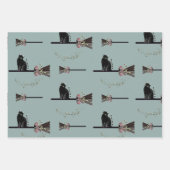 かわいい魔女フローラピンクブロムスティックブラックキャット ラッピングペーパーシート (正面2)