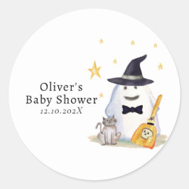 かわいい魔女リトルブー幽霊ボーイベビーシャワー ラウンドシール