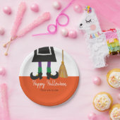 かわいい魔女レッグハッピーハローウィン パーソナライズされた ペーパープレート (パーティー)