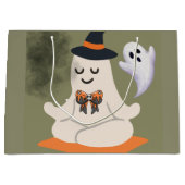 かわいい魔女帽子の瞑想幽霊 ラージペーパーバッグ (正面)