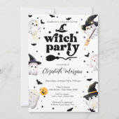 かわいい魔女幽霊パーティーベビーシャワー 招待状 (正面)