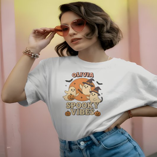 かわいい魔女幽霊不気味ビーブハロウィーンの衣装 Tシャツ