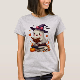 かわいい魔女幽霊読のブックハロウィーン Tシャツ