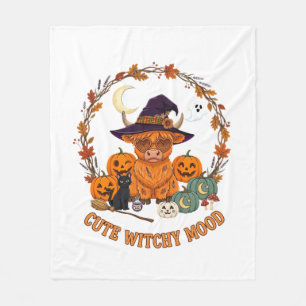かわいい魔女気分 ハロウィン ハイランドコウ 黒猫 フリースブランケット