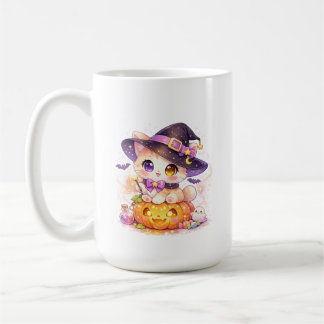 かわいい魔女猫とかぼちゃのパステルハロウィン コーヒーマグカップ