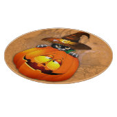 かわいい魔女猫とカボチャのハロウィーンの友達 カッティングボード (角)