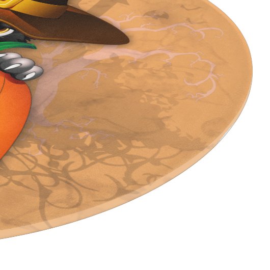 かわいい魔女猫とカボチャのハロウィーンの友達 カッティングボード (角)