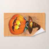 かわいい魔女猫とカボチャのハロウィーンの友達 バスタオルセット (ハンドタオル)