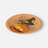 かわいい魔女猫とカボチャのハロウィーンの友達 ペーパープレート (アングル)