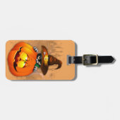 かわいい魔女猫とカボチャのハロウィーンの友達 ラゲッジタグ (正面横)