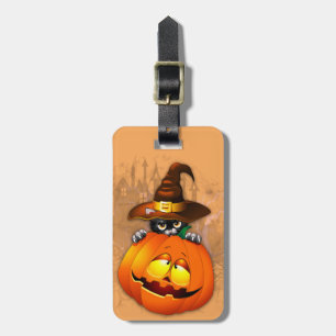 かわいい魔女猫とカボチャのハロウィーンの友達 ラゲッジタグ