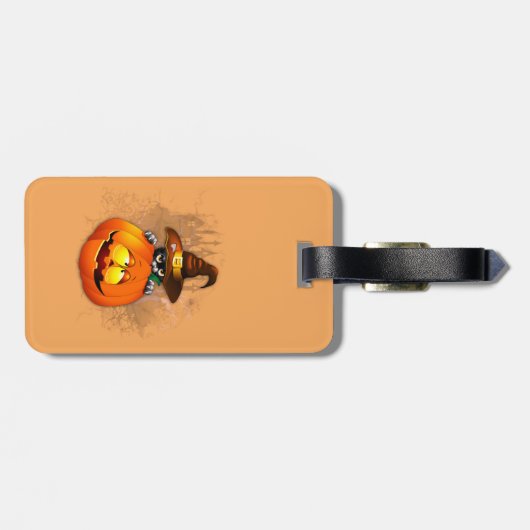 かわいい魔女猫とカボチャのハロウィーンの友達 ラゲッジタグ (裏面横)