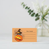 かわいい魔女猫とカボチャのハロウィーンの友達 名刺 (スタンド正面)