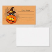 かわいい魔女猫とカボチャのハロウィーンの友達 名刺 (正面/裏面)