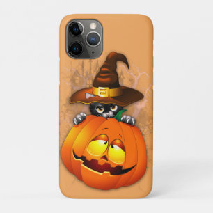 かわいい魔女猫とカボチャのハロウィーンの友達 iPhone 11 PROケース