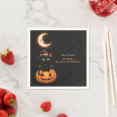 かわいい魔女猫とカボチャ誕生日 スタンダードカクテルナプキン (インサイチュ)