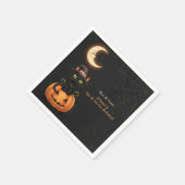 かわいい魔女猫とカボチャ誕生日 スタンダードカクテルナプキン (角)