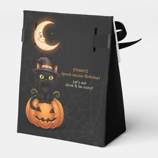 かわいい魔女猫とカボチャ誕生日 フェイバーボックス (裏面サイド)