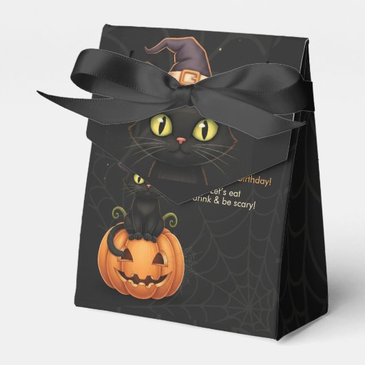 かわいい魔女猫とカボチャ誕生日 フェイバーボックス (正面サイド)