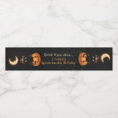 かわいい魔女猫とカボチャ誕生日 ペットボトルラベル (シングルラベル)