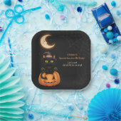 かわいい魔女猫とカボチャ誕生日 ペーパープレート (パーティー)