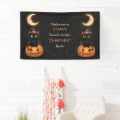 かわいい魔女猫とカボチャ誕生日 横断幕 (インサイチュ)