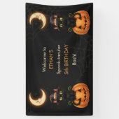 かわいい魔女猫とカボチャ誕生日 横断幕 (縦)