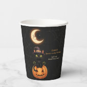 かわいい魔女猫とカボチャ誕生日 紙コップ (裏面)