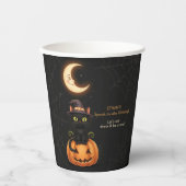 かわいい魔女猫とカボチャ誕生日 紙コップ (正面)