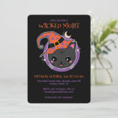 かわいい魔女猫のハロウィンパーティー 招待状 (スタンド正面)