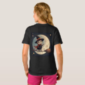 かわいい魔女猫の月夜ハロウィン空テーマ 🎃 Tシャツ (裏面フル)