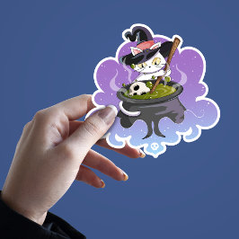 かわいい魔女猫の醸造ポーションのハロウィン シール