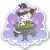 かわいい魔女猫の醸造ポーションのハロウィン シール (正面)